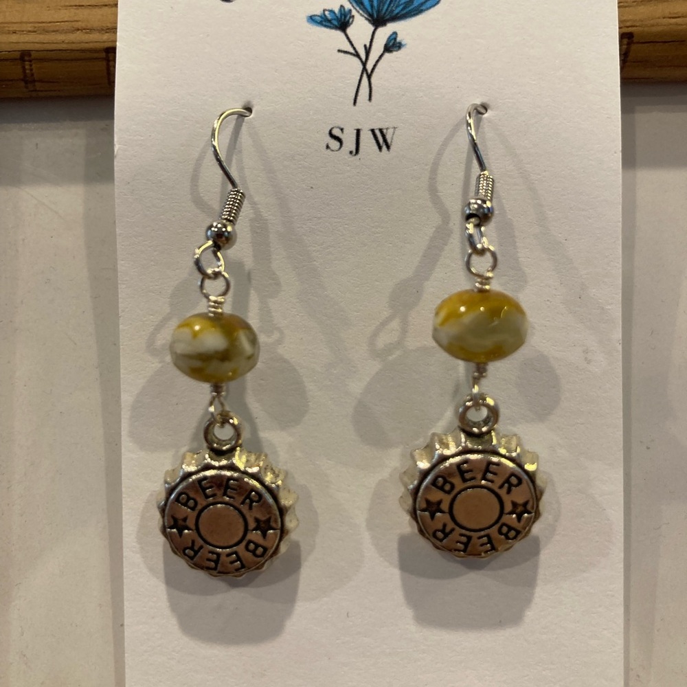 Silver and Brown Dangle Earrings